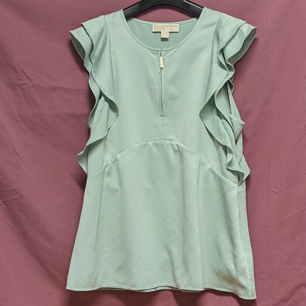 MICHAEL KORS Sleeveless Blouse w/Ruffles, Large